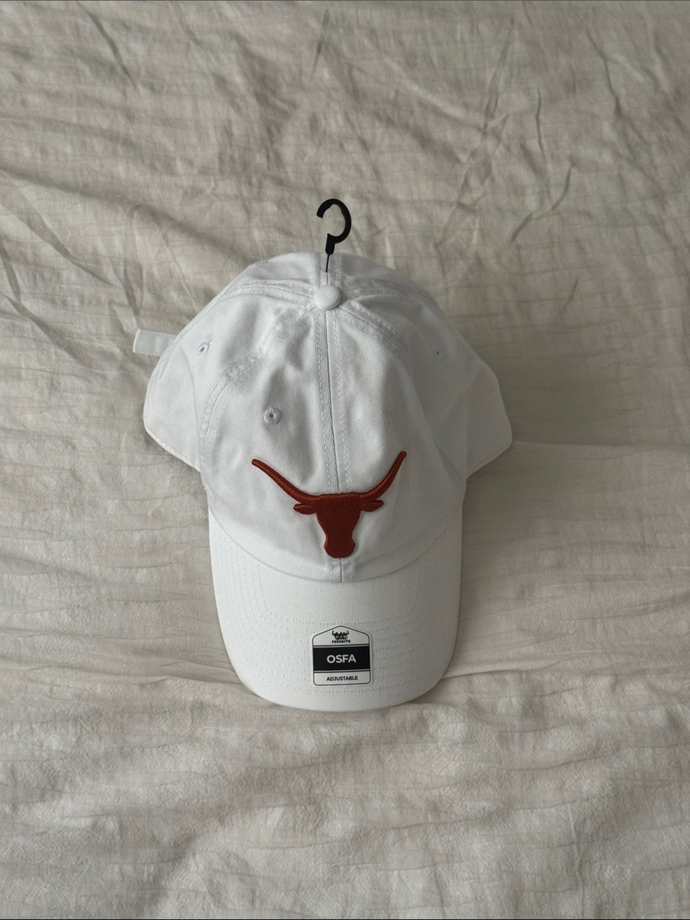 White Baseball Cap with Burnt Orange Longhorn Patch